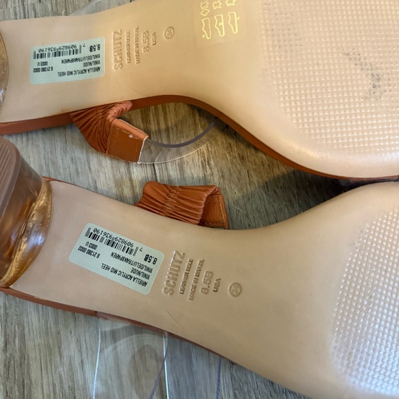 Schutz Ariella Light Brown/Orange High Heel PVC Transparent Sandals Womens 8.5B - Picture 6 of 6